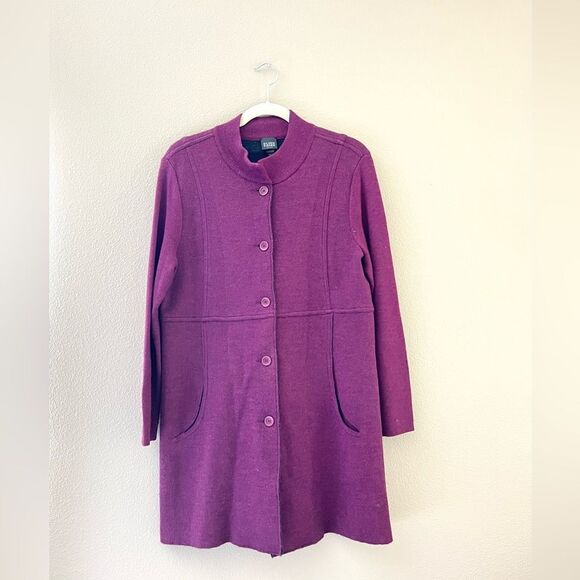 Eileen Fisher Merino Wool Purple/Plum Coat - Picture 1 of 9